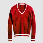 Valeria Women's V-Neck Sweater - Cherry Red Select your size