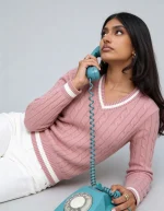 Valeria Women's V-Neck Sweater - Pink - Image 3