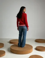 Valeria Women's V-Neck Sweater - Cherry Red Select your size - Image 3